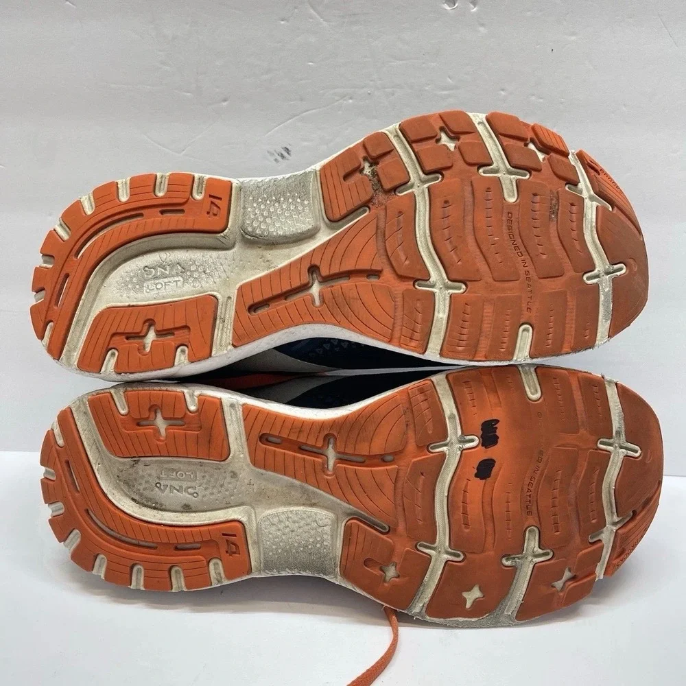 Brooks Ghost 14 Running Shoes Mens 9.5 DNA LOFT Mesh Blue Orange Solid